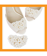 ivory beads shoes corsages wedding shoe white accessory clip heel women ... - €17,59 EUR