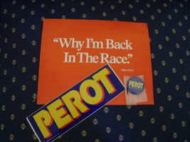 Ross Perot Original 1992 Campaign Button, Bumper Sticker &amp; Brochure - £23.56 GBP