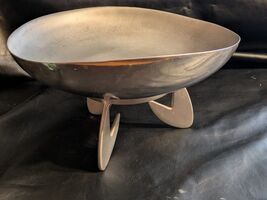 1960 Cast Aluminum Centerpiece Bowl Walnut Base B &amp; B Remembrance Atomic 11 - €99,02 EUR