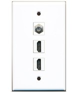 RiteAV - 2 Port HDMI 1 Coax Cable TV- F-Type Wall Plate - £8.43 GBP