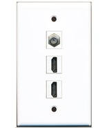 RiteAV - 2 Port HDMI 1 Coax Cable TV- F-Type Wall Plate - £8.02 GBP