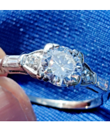Original EARTH MINED DIAMOND Art Deco Engagement Ring Antique PLATINUM S... - $12,345.25