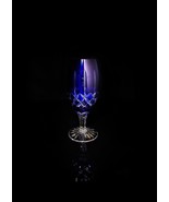 Ajka Arabella Cobalt Blue  Cut To Clear Crystal Iced Tea Glasses Goblets 8” - £98.07 GBP