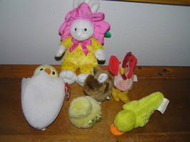 Used Lot Mary Meyer Easter Bunny Rabbit Ty Beanie Chick in Egg &amp; Wind Up Plush - £6.05 GBP