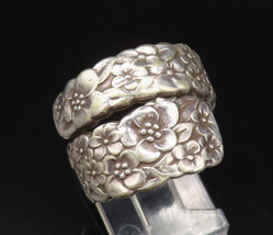 925 Sterling Silver - Vintage Carved Garden Flower Bypass Ring Sz 6 - RG... - £52.37 GBP