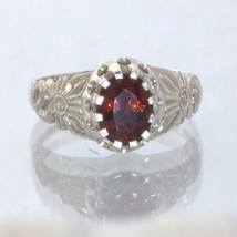 Red Garnet Handmade Silver Ladies Statement Ring size 7 Angel Flower Design 34 - £100.00 GBP