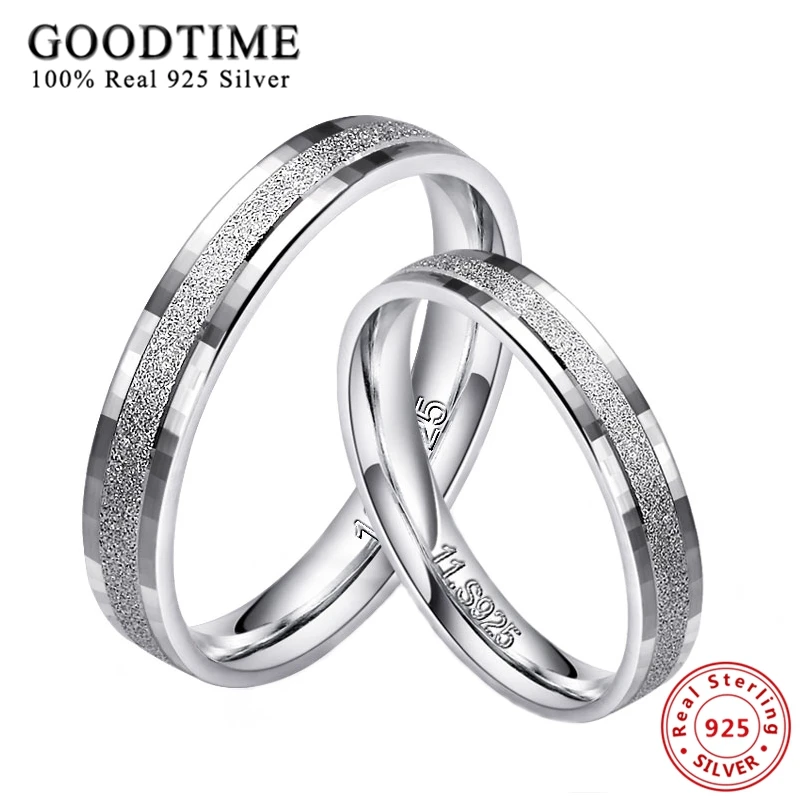Fashion 100% 925 Silver Sterling Couple Ring for Men Women Top Quality Frosted B - £19.31 GBP
