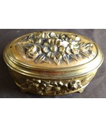 Old Vintage Antique Spelter Metal Gold Tone Floral Jewelry Box Casket by... - $798.36 MXN