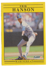 Erik Hanson Seattle Mariners Pitcher 1991 Fleer Card # 451 Near Mint - £1.24 GBP