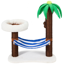Cat Tree with Cat Hammock &amp; Perch, Palm Tree Scratching Post for Cats Dark Brown - £21.91 GBP