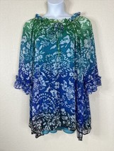 Avenue Womens Plus Size 30/32 (4X) Blue/Green Floral Tank &amp; Blouse Combo - £14.05 GBP