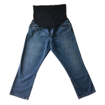 Liz Lange Maternity Womens Blue Denim Stretch Belly Capri Jean Pants Size 10 - £8.45 GBP