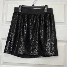 AQUA Black Sequin Mini Skirt Slip Type Lining Small - £15.38 GBP