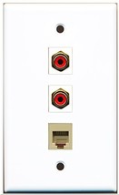 RiteAV - 2 Port RCA Red and 1 Port Phone RJ11 RJ12 Beige Wall Plate - $10.73