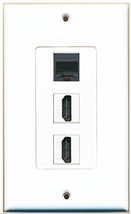 RiteAV - 1 Phone Port RJ11/RJ12 Black and 2 HDMI Female Decorative Wall ... - $10.73