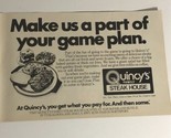 Quincy’s Family Steak House Small vintage Print Ad Advertisement pa7 - £5.46 GBP