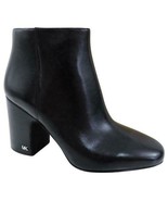 Michael Kors Elaine Leather Bootie Black Ankle Boots Block Heel 40F8ELHE... - £137.53 GBP