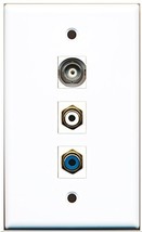 RiteAV - 1 Port RCA White and 1 Port RCA Blue and 1 Port BNC Wall Plate - $15.33