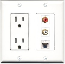 RiteAV - 15 Amp Power Outlet 1 Port RCA Red 1 Port RCA White 1 Port Cat5... - $14.93