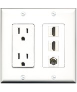 RiteAV - 15 Amp Power Outlet 2 Port HDMI 1 Port Coax Decorative Wall Plate - £11.74 GBP