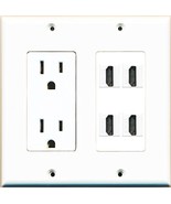 RiteAV Power Outlet 4 HDMI Wall Plate - White - £13.75 GBP