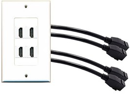 RiteAV - 4 Port HDMI Wall Plate Decorative Female to Female White with Pigtail E - £11.00 GBP