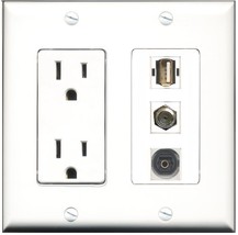 RiteAV - 15 Amp Power Outlet 1 Port Coax 1 Port USB A-A 1 Port Toslink Decorativ - £11.93 GBP