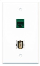 RiteAV - 1 Port USB A-A 1 Port Cat6 Ethernet Green Wall Plate - Bracket Included - $9.07
