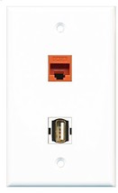 RiteAV - 1 Port USB A-A 1 Port Cat6 Ethernet Orange Wall Plate - Bracket Include - $9.07