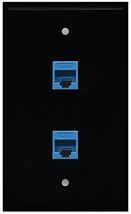 RiteAV - Black 2 Port Cat6 Ethernet Blue Wall Plate - $9.09