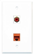 RiteAV - 1 Port RCA Red 1 Port Cat5e Ethernet Orange Wall Plate - Bracket Includ - £7.25 GBP