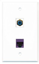 RiteAV - 1 Port RCA Blue 1 Port Cat5e Ethernet Purple Wall Plate - Brack... - £7.20 GBP