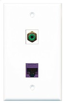 RiteAV - 1 Port RCA Green 1 Port Cat5e Ethernet Purple Wall Plate - Brac... - £7.20 GBP