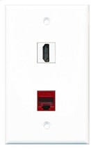 RiteAV - 1 Port HDMI 1 Port Cat5e Ethernet Red Wall Plate - Bracket Included - $9.07