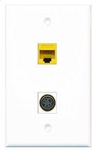 RiteAV - 1 Port S-Video 1 Port Cat5e Ethernet Yellow Wall Plate - Bracket Includ - £7.17 GBP