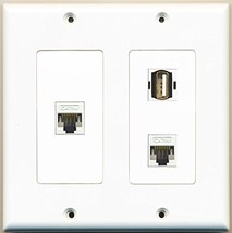 RiteAV - 1 Port USB A-A 2 Port Cat5e Ethernet White - 2 Gang Wall Plate - £14.94 GBP