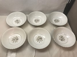 Vintage SET OF EIGHT Cereal Bowls WAVERLY JAPAN White with Beige Flowers - $19.79