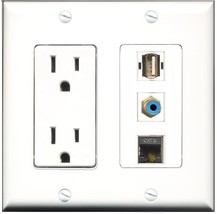RiteAV - 15 Amp Power Outlet 1 Port RCA Blue 1 Port USB A-A 1 Port Shiel... - $14.93