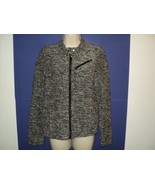 Lauren Ralph Lauren Jacket Tweed Knit Women&#39;s Size M Black &amp; Gray Zip Front - £18.62 GBP