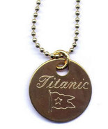 Solid Brass Necklace Titanic Novelty Engraved Locker Tag - £5.55 GBP