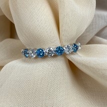 1 Ct Bague De Mariage Alternée En Diamant Cultivé Bleu Et Blanc En Or Blanc 14K - $598.97