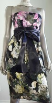 SALE ✔MONIQUE LHUILLER BEAUTIFUL BLACK PINK GREEN FLORAL EMBRO RUNWAY DR... - $150.16