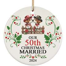 Our 50th Years Christmas Married Ornament Gift 50 Anniversary &amp; Cute Dog Couple - £11.83 GBP