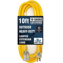 10 Ft - 10 Gauge Heavy Duty Extension Cord - Lighted Sjtw - Indoor/Outdo... - £56.28 GBP