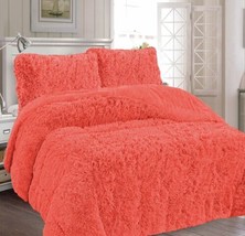 New York Coral Shaggy Blanket With Sherpa Softy Thick &amp; Warm 3 Pcs Calking Size - £58.42 GBP