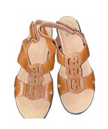 Clarks Sandals Brown Leather Comfort Strappy Wedge Open Toe Walking Shoe... - $32.38