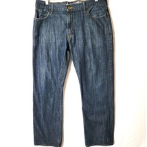 Mens Denizen 218 Slim Straight Legged Jeans Size W36 L34 Whiskered Dk Wash - £14.49 GBP