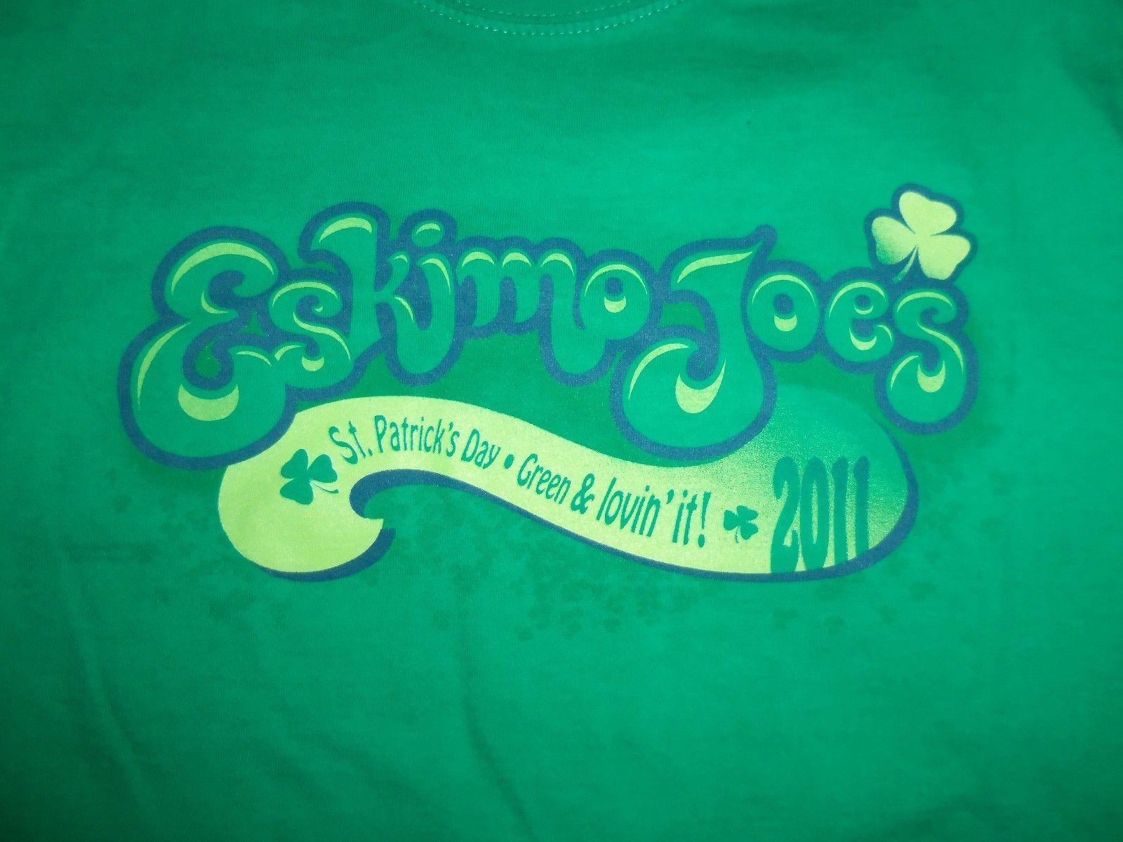 Eskimo Joe's Stillwater OK St Patrick's Day '11 Shamrock Graphic Print T Shirt M - $22.21
