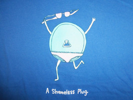 &quot;A Shameless Plug&quot; Womens Blue Graphic Print T Shirt - XL - $15.96