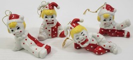 MM) Set of 4 Christmas Clown Porcelain Children Tree Holiday Ornaments - £11.76 GBP